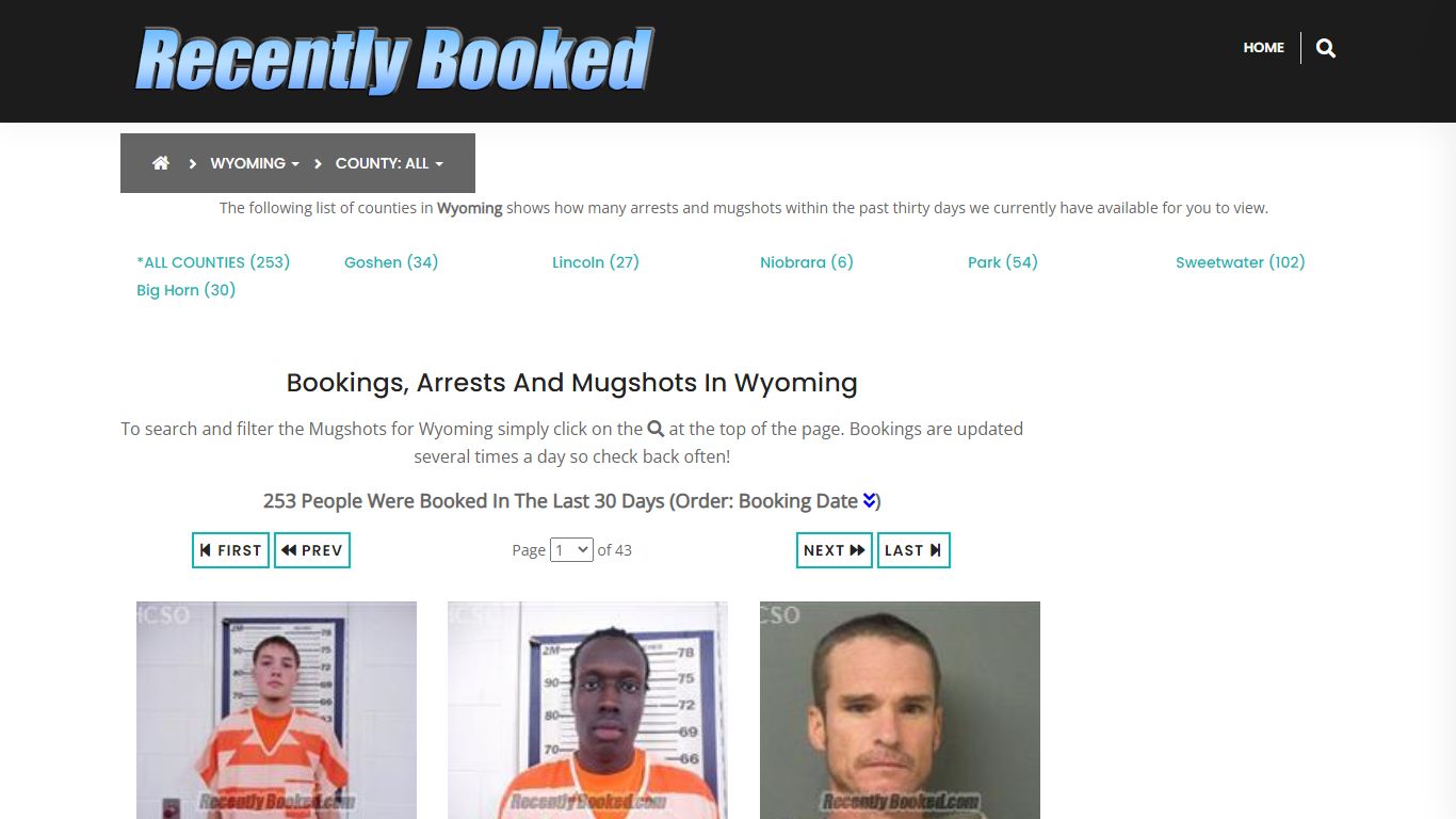 Recent bookings, Arrests, Mugshots in Wyoming - Recently Booked